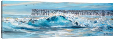 Surf By Pier Canvas Art Print - Linda Olsen