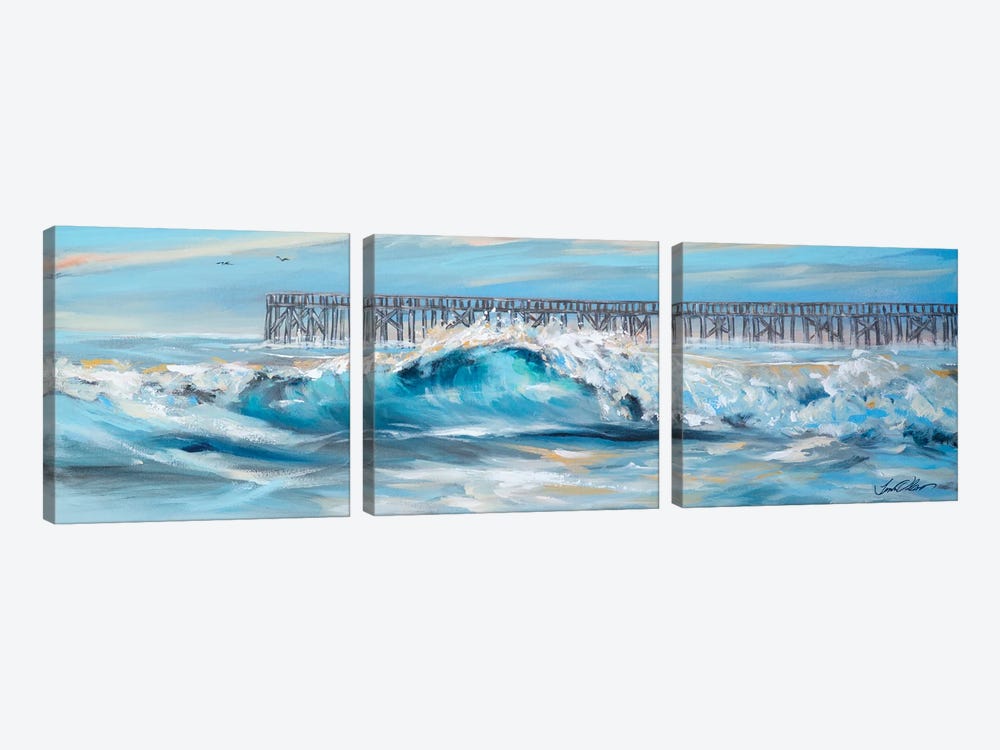 Surf By Pier by Linda Olsen 3-piece Canvas Art Print