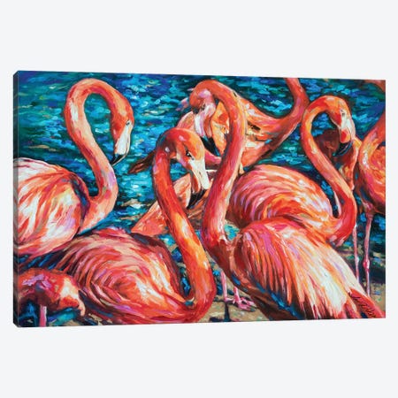Flamingo Gossip Canvas Print #LNO19} by Linda Olsen Canvas Print