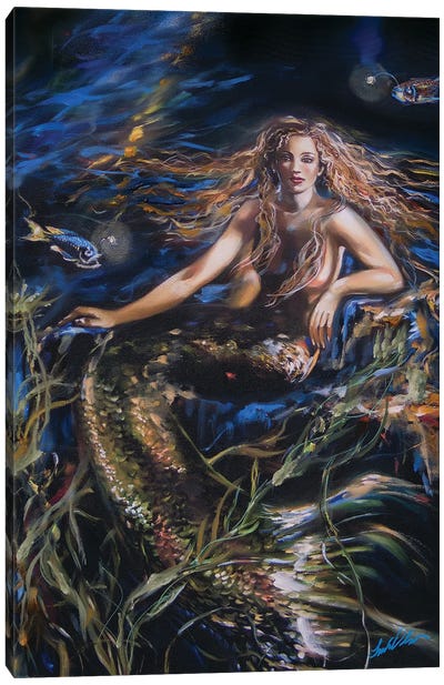 Dive Deep Canvas Art Print - Mermaid Art