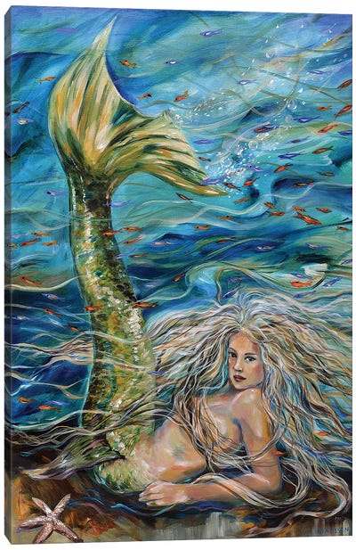 Free Spirit Mermaid Canvas Art Print - Linda Olsen