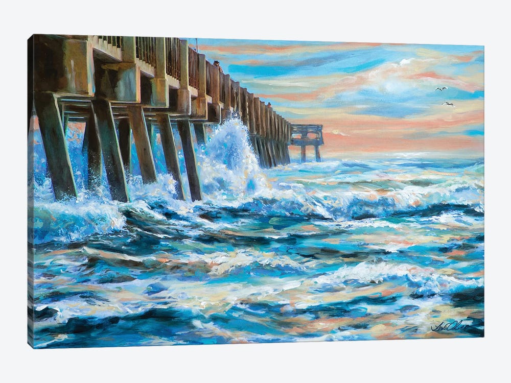 Jacksonville Beach Pier by Linda Olsen 1-piece Canvas Wall Art