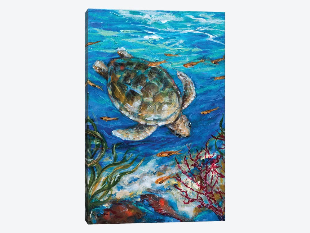 Sea Turtle Dive by Linda Olsen 1-piece Canvas Print