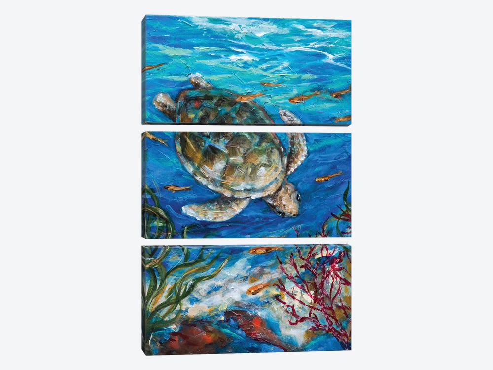 Sea Turtle Dive by Linda Olsen 3-piece Art Print