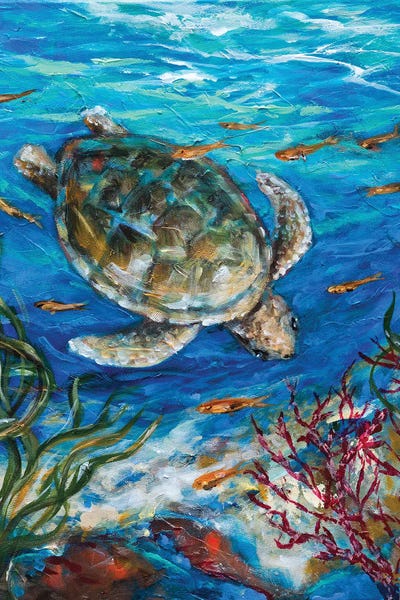 Linda Olsen: Sea Turtle Dive by Linda Olsen