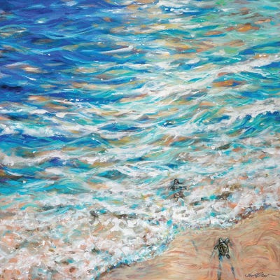 Sea Turtles Scurry by Linda Olsen framed wall art