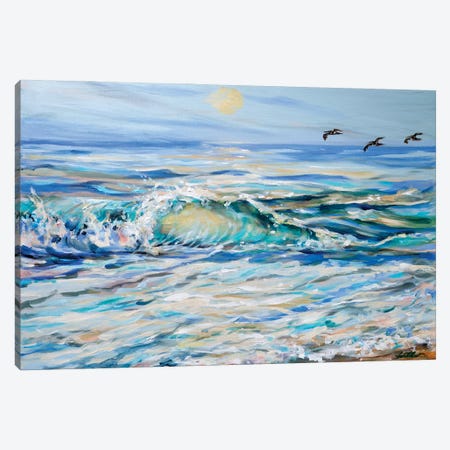 Summer Surf Pelicans Canvas Print #LNO41} by Linda Olsen Canvas Art