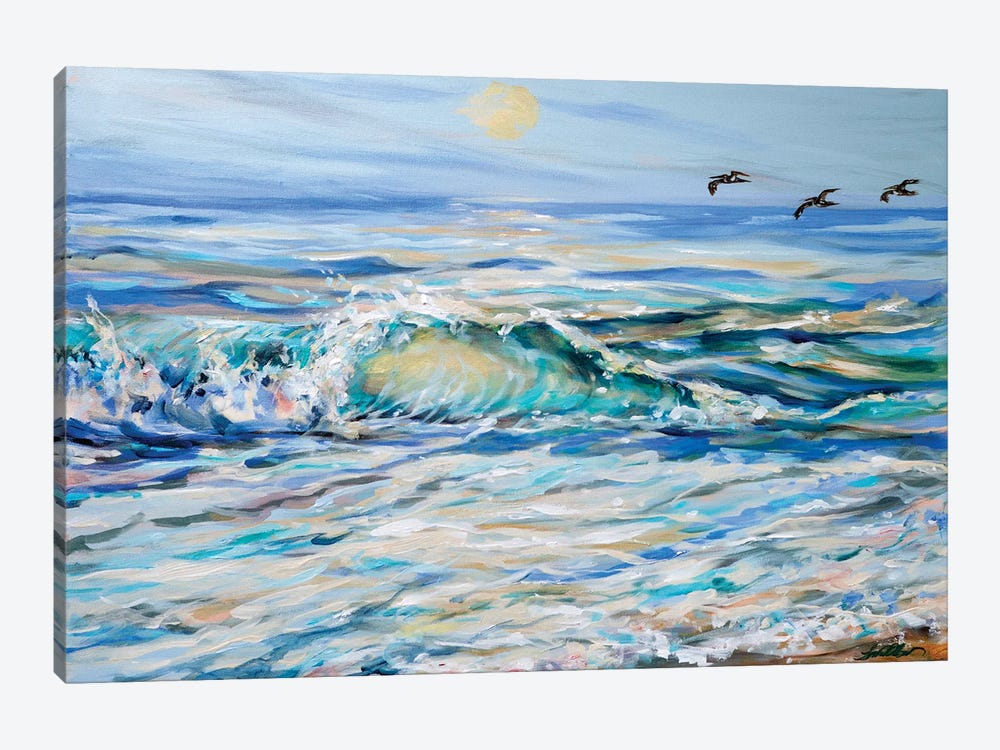 Summer Surf Pelicans by Linda Olsen 1-piece Canvas Art