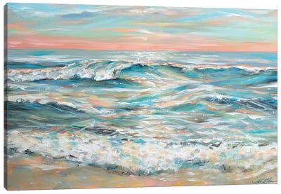 Waves At Dusk Canvas Art Print - Linda Olsen
