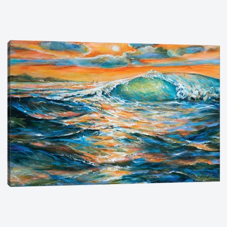 Lee Shore Wave Canvas Print #LNO65} by Linda Olsen Art Print
