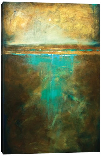 Water's Edge In The Moonlight Canvas Art Print - Linda Olsen