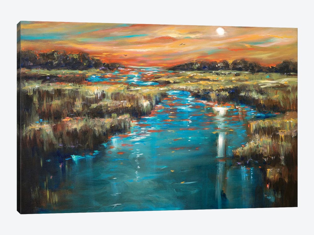 Waterway Sunset by Linda Olsen 1-piece Canvas Wall Art