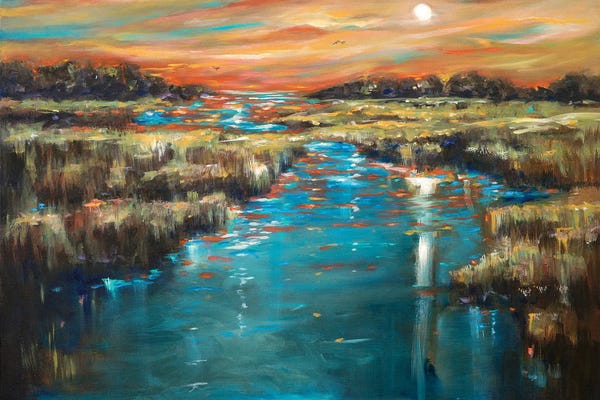 Linda Olsen: Waterway Sunset by Linda Olsen