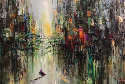 Street After Spring Rain by Le Ngoc Quan framed canvas print