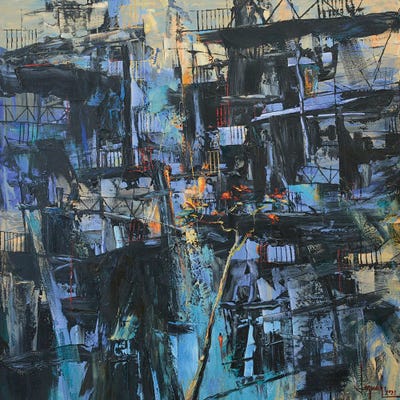 Old Street by Le Ngoc Quan framed canvas print