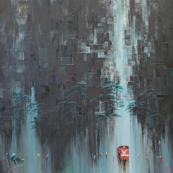 Le Ngoc Quan: Train Coffee Street by Le Ngoc Quan