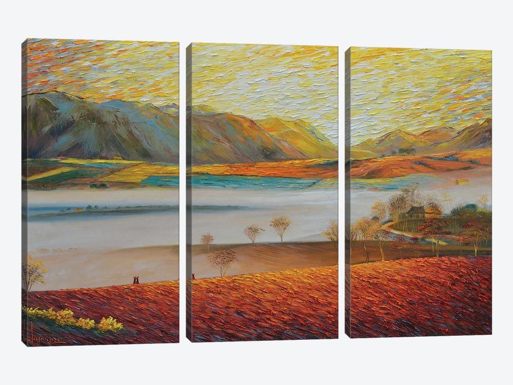 Dawn On The Farm by Le Ngoc Quan 3-piece Canvas Art Print