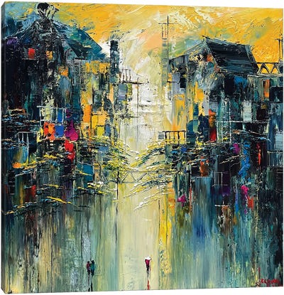 Dawn Wakes Up Canvas Art Print - Strolls in the City