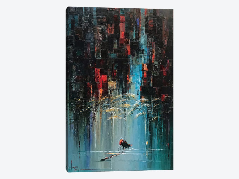 Spring Rain On The Street by Le Ngoc Quan 1-piece Canvas Artwork