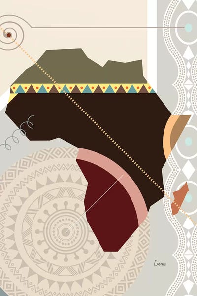 Large Map Art - Canvas Prints: Afroville by Lanre Studio