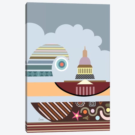 Capitol Building Stylized Canvas Print #LNR110} by Lanre Studio Canvas Print