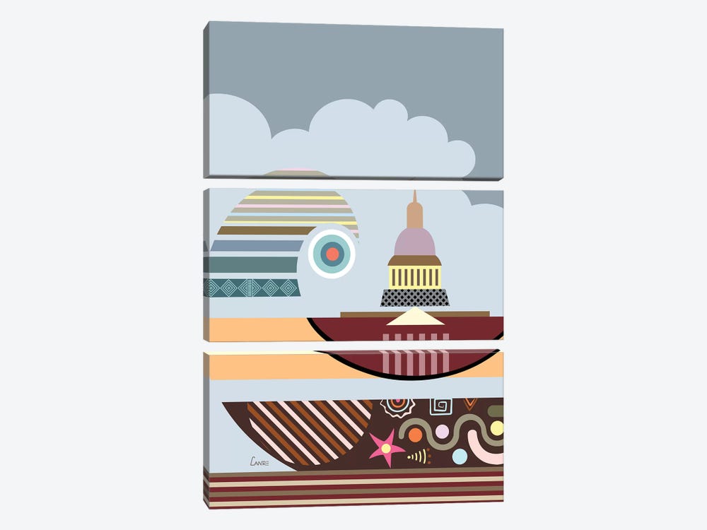 Capitol Building Stylized 3-piece Canvas Print