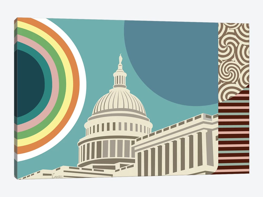 Capitol Building Washington by Lanre Studio 1-piece Canvas Wall Art