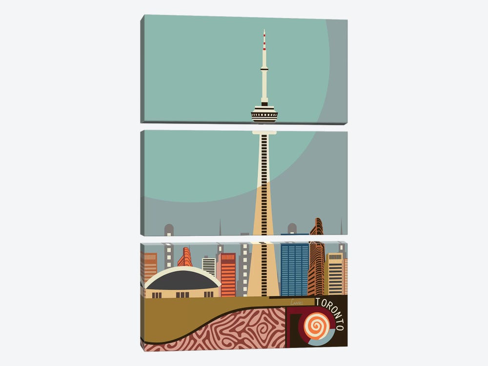 Cn Tower Toronto by Lanre Studio 3-piece Canvas Art Print