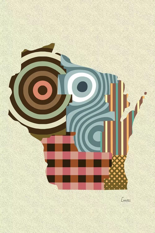 Wisconsin State by Lanre Studio wall art