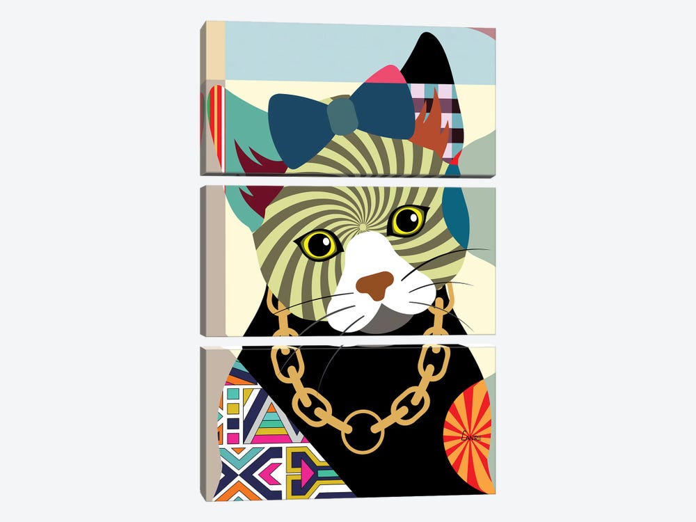 Hipster Kitty by Lanre Studio 3-piece Canvas Artwork