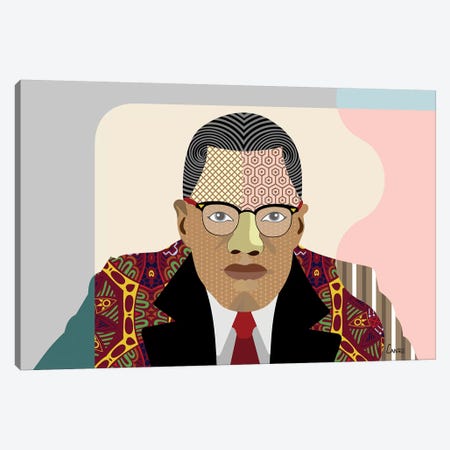 Malcolm X Canvas Print #LNR61} by Lanre Studio Canvas Print
