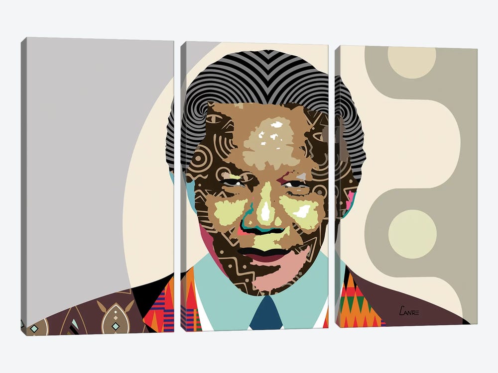 Nelson Mandela by Lanre Studio 3-piece Canvas Print