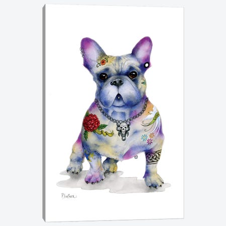 Tattoo Frenchie Canvas Print #LNT20} by Patricia Lintner Art Print