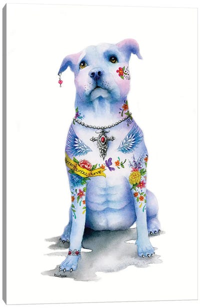 Tattoo Pitbull Canvas Art Print - Pit Bull Art