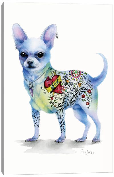 Tattoo Topo Canvas Art Print - Chihuahua Art