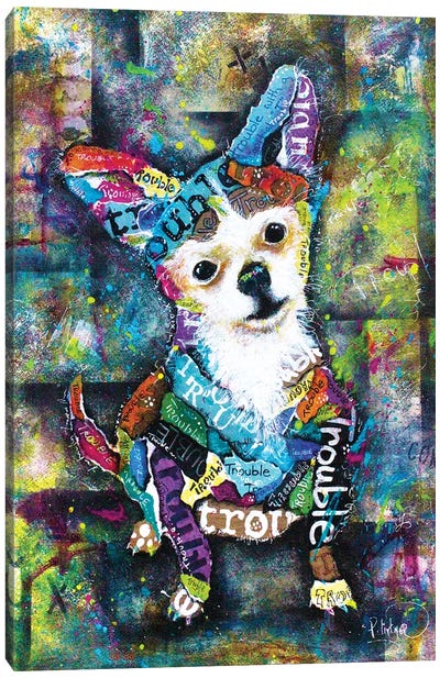 Trouble Canvas Art Print - Chihuahua Art