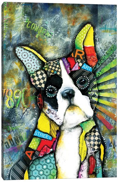 Urban Boston Terrier Canvas Art Print - Patricia Lintner
