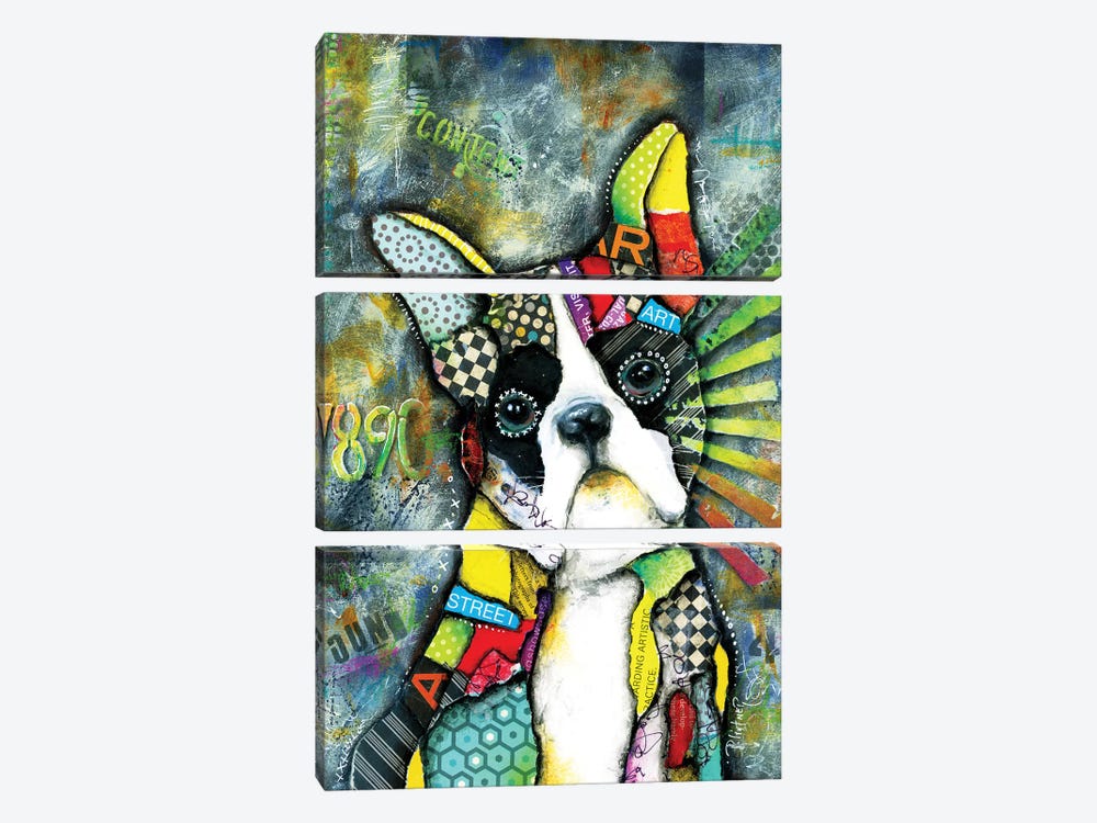 Urban Boston Terrier by Patricia Lintner 3-piece Canvas Art