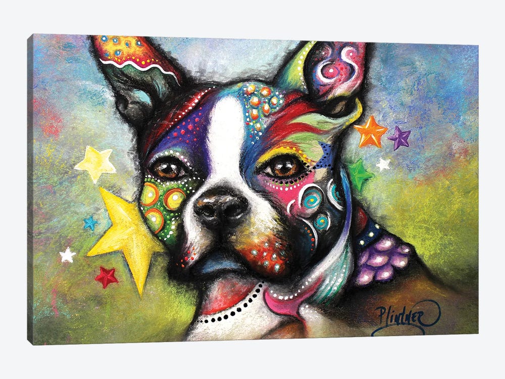 Boho Boston Terrier by Patricia Lintner 1-piece Canvas Art Print