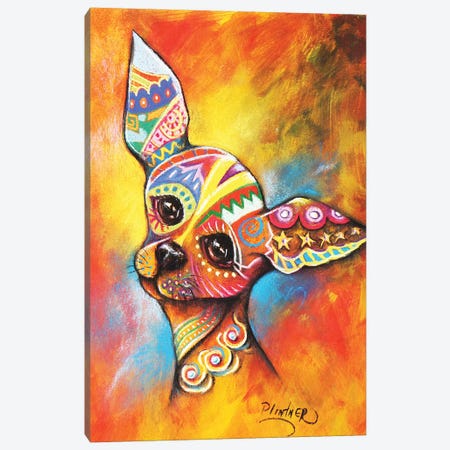 Boho Chihuahua Canvas Print #LNT3} by Patricia Lintner Canvas Wall Art