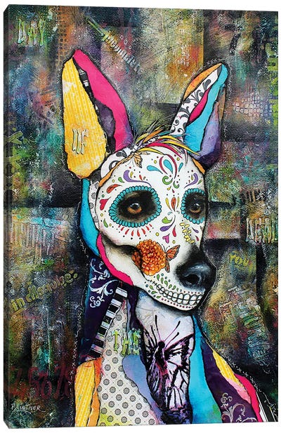 Xolo Day Of The Dead Canvas Art Print - Día de los Muertos Art