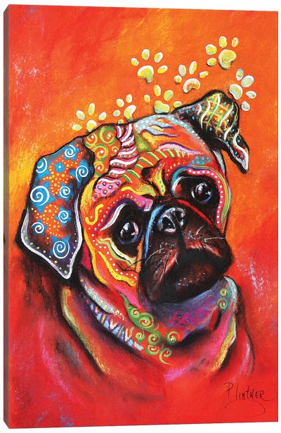 Boho Pug Canvas Art Print - Pug Art
