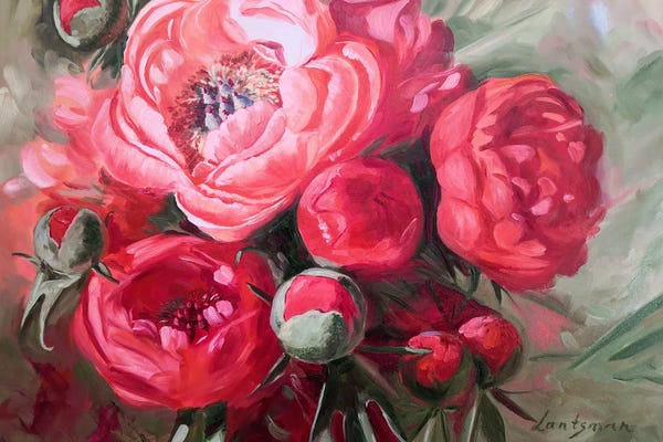 Peonies: Coral Peonies Bouquet by Jane Lantsman