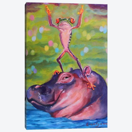 Dancing Frog On A Hippo Head Canvas Print #LNX21} by Jane Lantsman Art Print