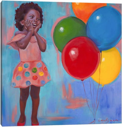 Pure Joy- Girl With Balloons Canvas Art Print - Jane Lantsman