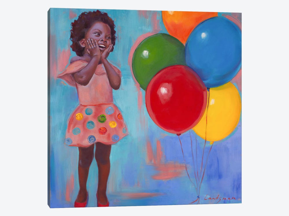 Pure Joy- Girl With Balloons by Jane Lantsman 1-piece Art Print