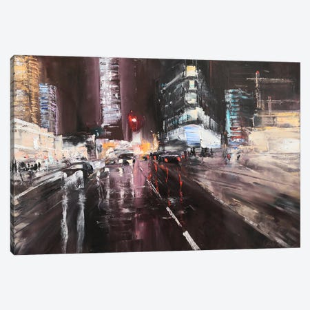 Night City After Rain Canvas Print #LNX30} by Jane Lantsman Canvas Wall Art