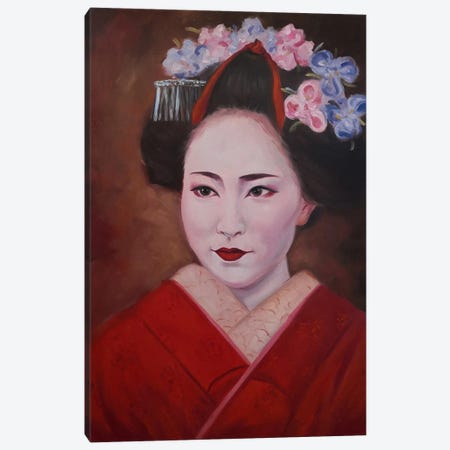 Geisha In Kimono Portrait Canvas Print #LNX34} by Jane Lantsman Canvas Art Print