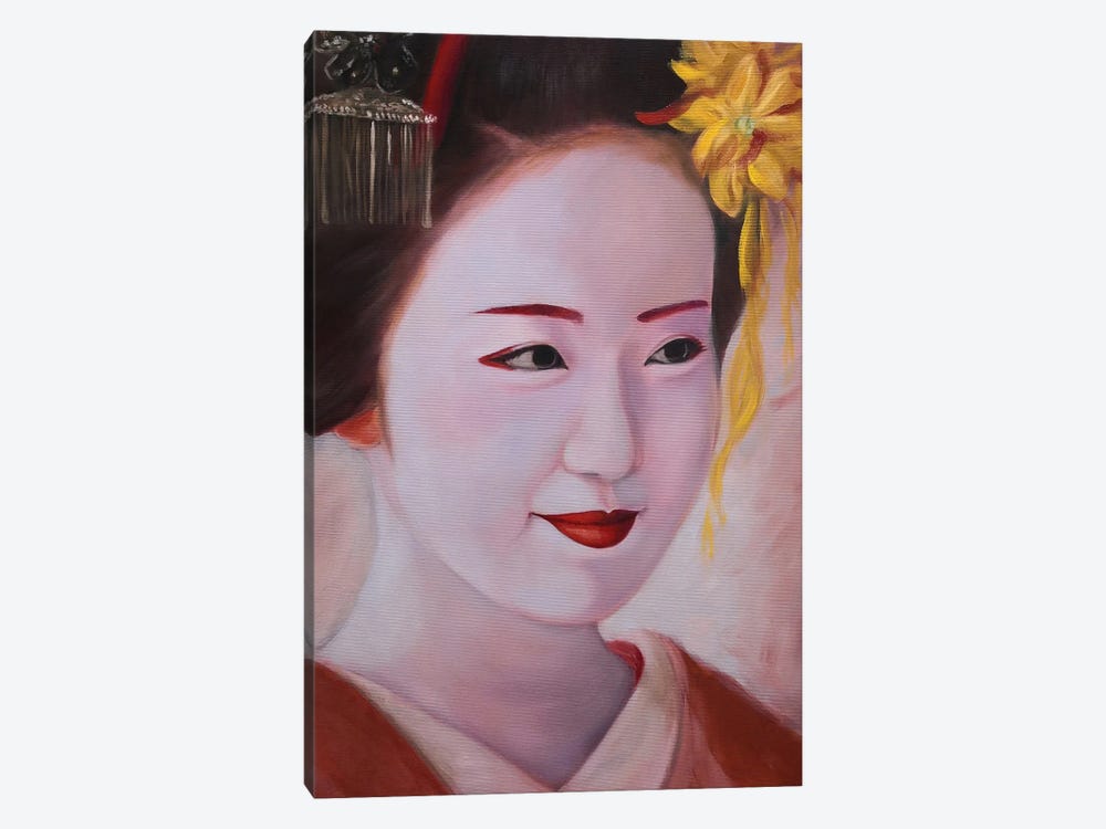 Tenderness. Geisha In Kimono Portrait by Jane Lantsman 1-piece Canvas Art Print