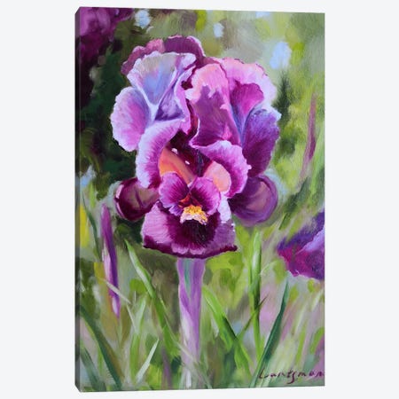 Purple Iris In The Garden Canvas Print #LNX36} by Jane Lantsman Art Print